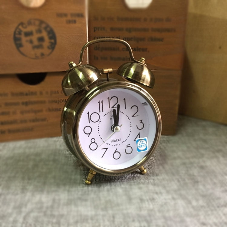 Classic Retro Vintage Silent Night LED Light Bell Alarm Clock Quartz