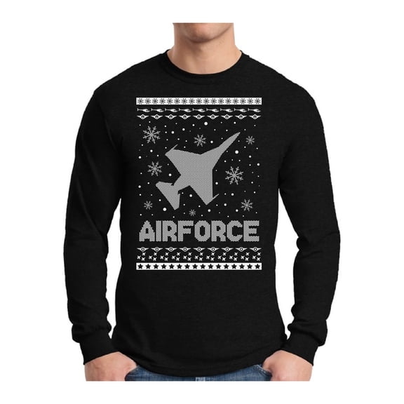 Awkward Styles Xmas Airforce Christmas Sweater Long Sleeve T-shirt For Men