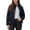 Dark Blue, variant on Jane Wardrobe Batwing Sleeve Stand Collar Denim Jacket for Women, Adjustable Drawstring Hem Full Zip, Casual Dark Wash Fall Outerwear, 1 Piece, XS-L
