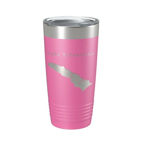 

Lake Tchukolako Map Tumbler Travel Mug Insulated Laser Engraved Coffee Cup Georgia 20 oz Pink