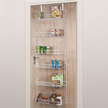 5 Foot Overdoor Rack with 6 Baskets - White, Ideal for Storage and Organization of Various Sized Items By Everyday Home