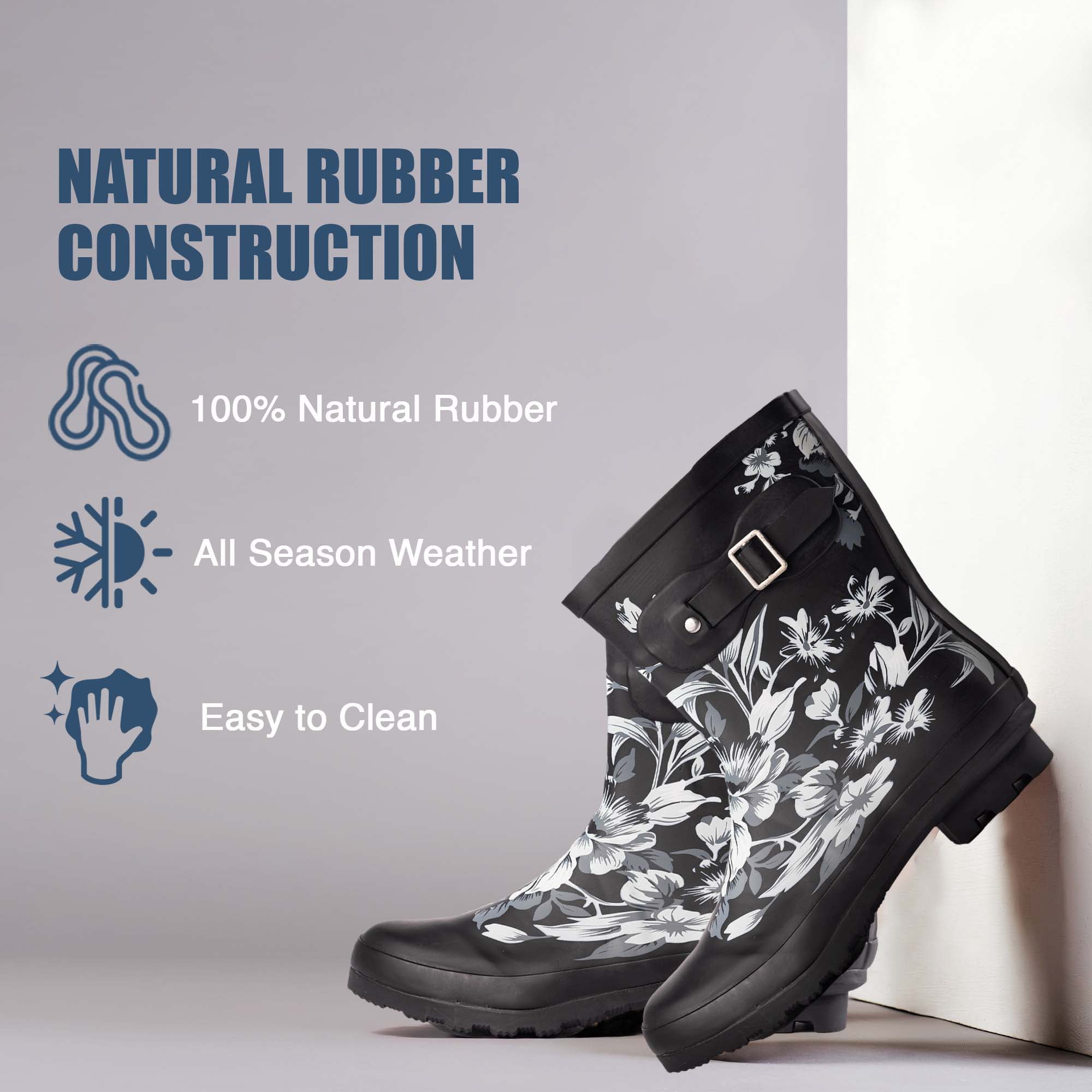 NORTY Womens Ankle-High Rain Boots 9 inch Female Snow Boots