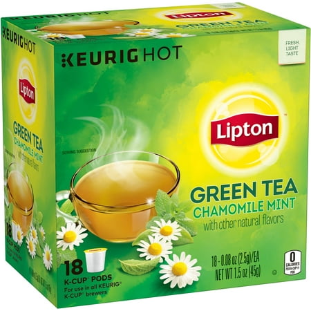 Lipton Thé vert Camomille Thé vert menthe K-Cups, 18 ct