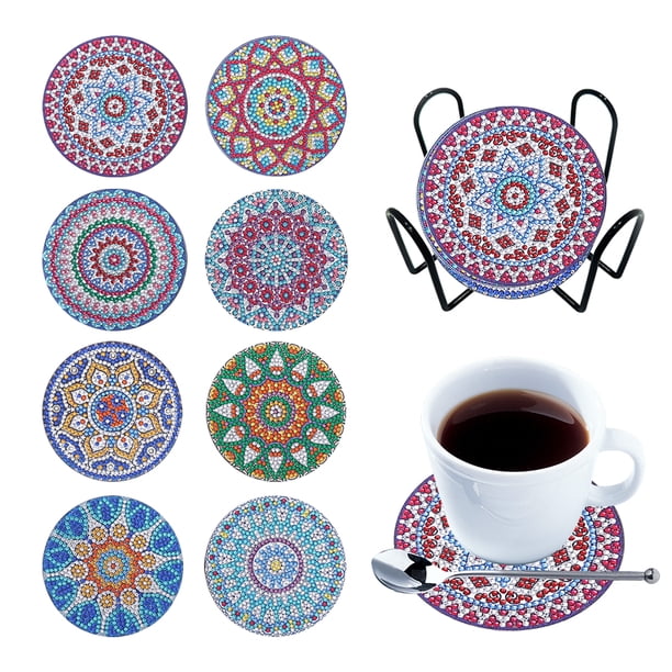 Juego de posavasos artísticos Cgtredaw 8 Uds Mandala