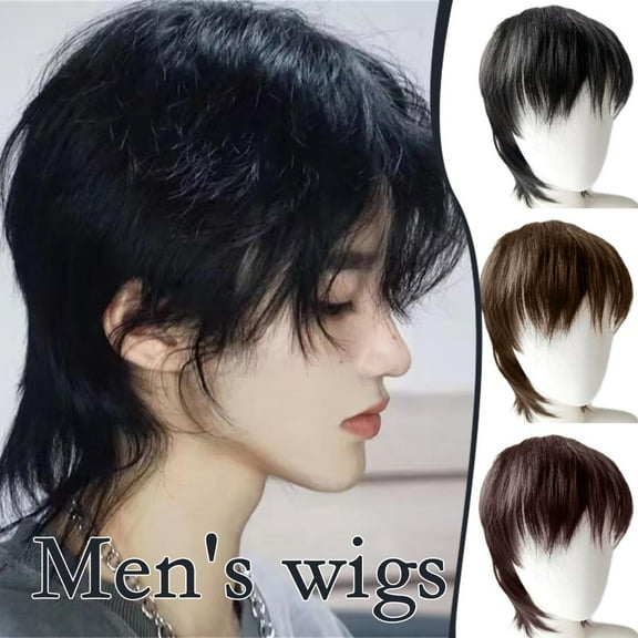 Misterolina Wolftail Hair Wig Retro Wig Male Center Bangs Full X8Z6 Wigs
