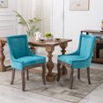 thumbnail image 2 of Dining Room Chairs Set of 2, Modern 2 Piece Dining Chairs, Dining Chairs with Wood Legs and Backrest, Fabric Upholstered Dining Chairs Set of 2, Chairs Furniture for Kitchen Dining Room, Blue, 2 of 10
