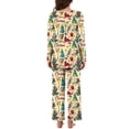 thumbnail image 4 of asdoklhq Women Christmas Pajamas Women Christmas Fashionable and Casual Loose Printed Round Neck Button Up Long Sleeved Pants Pajama Set Multicolor S, 4 of 7