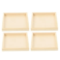 ETHZZLE 4Pcs Beige Wooden Puzzle Sorting Tray Square Tray For Building Blocks Accessories