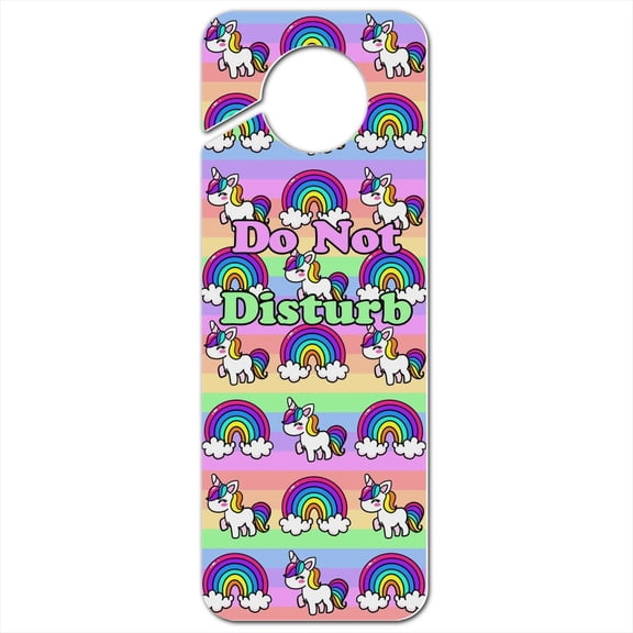 Cute Kawaii Rainbow Unicorn Pattern Plastic Door Knob Hanger Sign