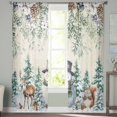 thumbnail image 2 of Sage Green Christmas Semi Sheer Curtains 108 Inch Length 2 Panels Set,Snowman Xmas Tree Snowflake Elk Rustic Sheer Kitchen Curtain Voile Window Curtain for Living Room Bedroom Rod Pocket Drapes, 2 of 7