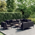 thumbnail image 1 of vidaXL 9 Piece Patio Lounge Set with Cushions Poly Rattan Dark Gray, 1 of 6
