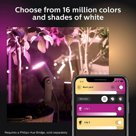 Philips - Hue Lily Outdoor Spotlight Basekit (3-pack) - White and Color Ambiance