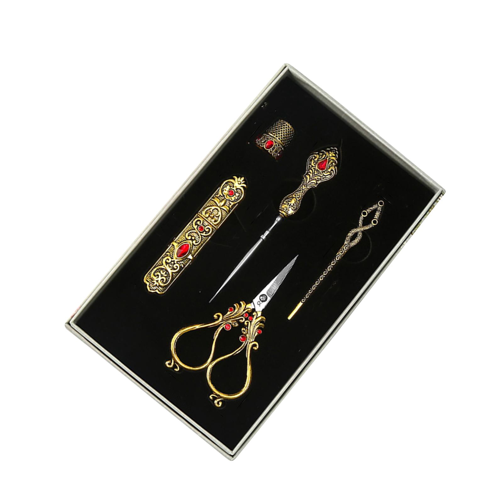 Abbraccia Embroidery Scissors Kit Complete Sewing Kit European Vintage Sewing Scissors Set Tailor Scissors for DIY Craft Knitting Gold