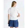 thumbnail image 3 of Free Assembly Women's and Women's Plus Floral Sweater with Puff Sleeves, Lightweight, Sizes XS-4X, 3 of 5