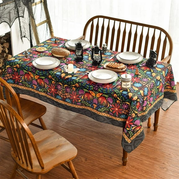 Mindunm Mexico Tablecloth 60x84 Inch, Cinco De Mayo Fiesta Washable Table Cover for Party Picnic Dinner Decor