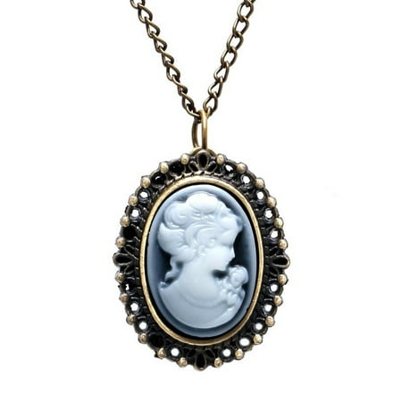 - Cameo Anti-tarnish Beauty Pocket Watch Necklace Antique Style Woman Watch, WP-1