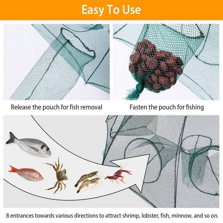 Fishing Bait Trap Fish Net Cast Dip Cage Crab Minnow Crawdad Shrimp Foldable