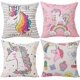 thumbnail image 1 of Funda de cojín con diseño de Hojas de Flamenco y Funda de Almohada con diseño de piña para sofá, Sala de Estar, Dormitorio, decoración del hogar, 45 x 45 cm, Juego de 4 Piezas (Lindo Unicornio), 1 of 5