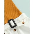 thumbnail image 6 of Toddler Kid Girls Fly Sleeve Round Neck Ribbed Tops + Button Skirts Outfits Set, 6 of 7