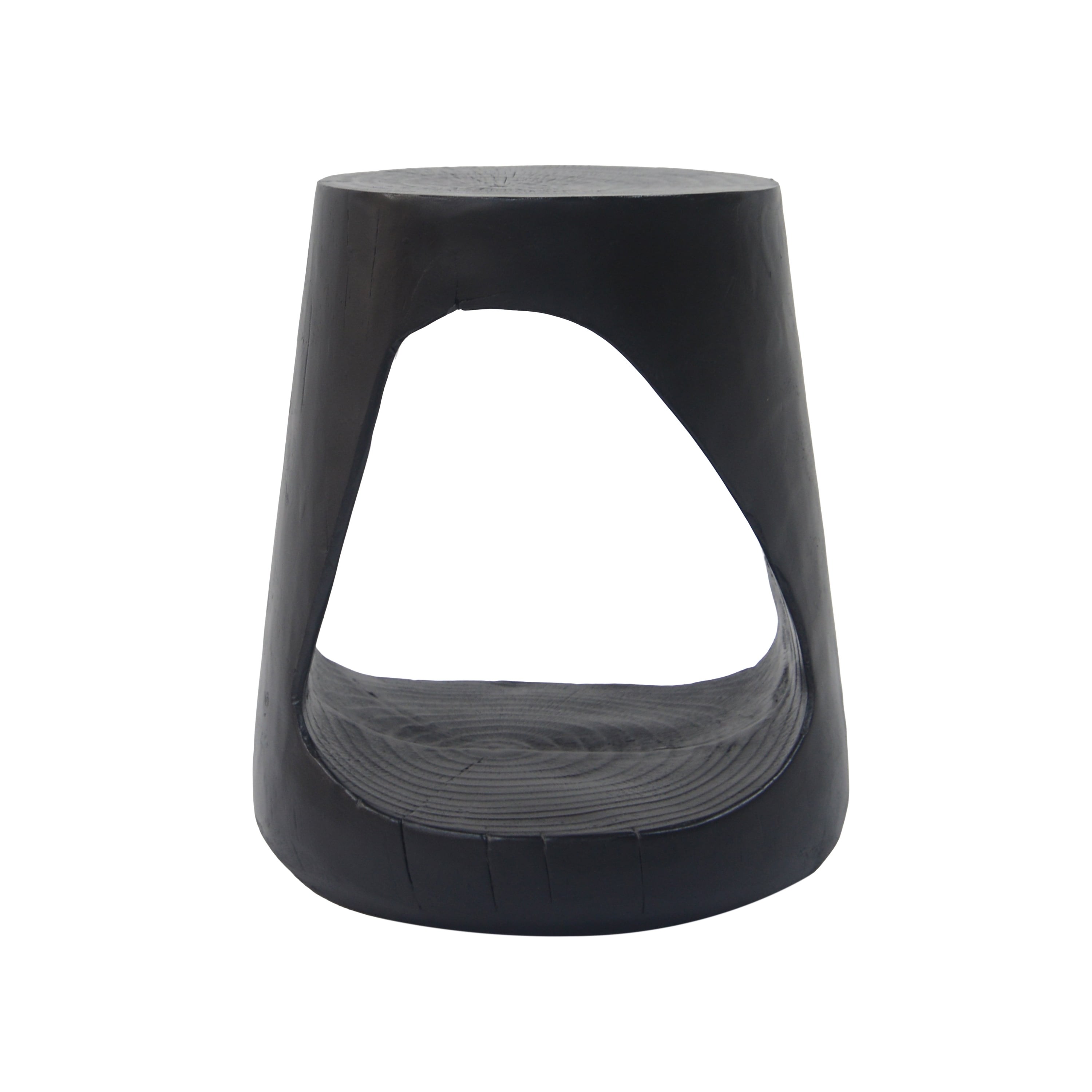 Euroco MGO Hollow Side Table, Wood-like texture, Black Color