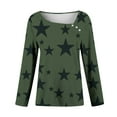 thumbnail image 4 of huaimei Women'S Slouchy Crewneck Buttoned Fashion Star Print Loose Casual Long Sleeve T-Shirt Tops, 4 of 8