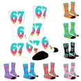 thumbnail image 3 of Tiweut 67 Socks 6 7 Meme Novelty Ice Cream Print Six Seven Crew Socks Funny Gifts For Boys Girls Men Women,Hot Pink1,One Size, 3 of 3