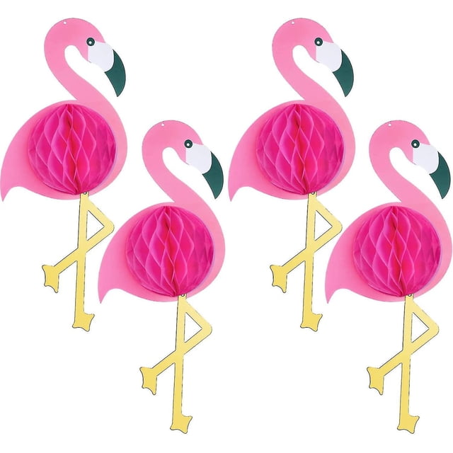 4 Uds. Colgante de bola de panal de flamenco, decoraciones para fiestas, suministros de fiesta de cumpleaños