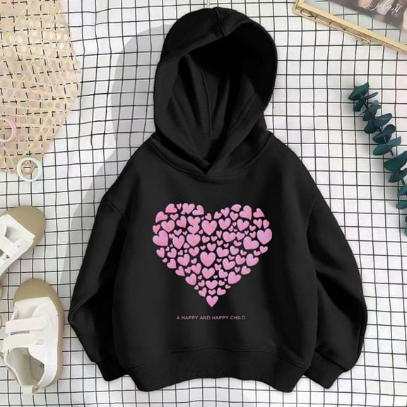 Bnwani Hoodies for Girls Cotton Long Sleeve Fall Loose Sweatshirt Valentine'S Day Hearts Printed Pullover