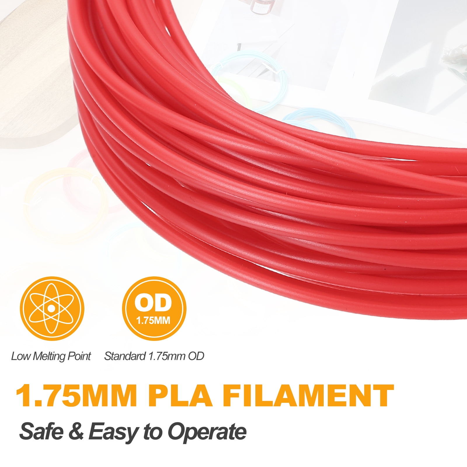 Uxcell 40 Pcs 3D Pen Filament, 1.75mm Dia 16.4ft Length PLA 3D Printing Pen Filament Refills for 1.75mm 3D Printing Pen, 40 Colors