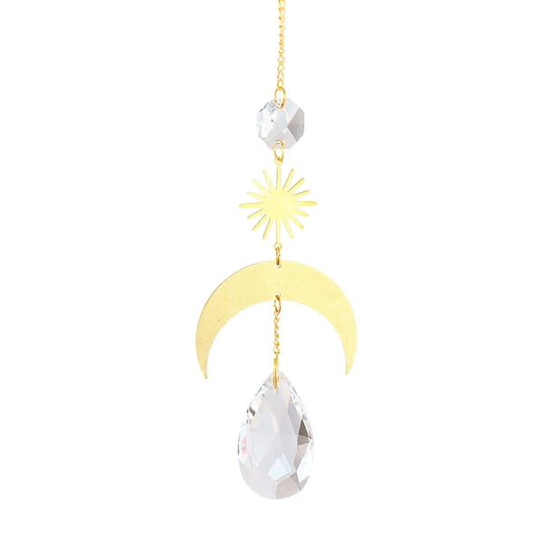 Colgador de Cristal Metal Moon Sun Garden Wind Chime Kuymtek 60
