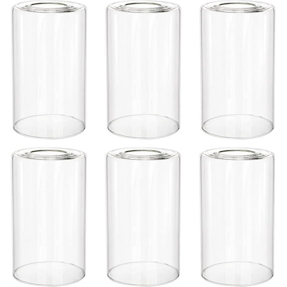 6 Pack Clear Glass Shades Replacement, 5.7" Height - 3.5" Diameter - 1.7" Fitter, High Transmittance Clear Cylinder Glass Lamp Shade Replacement for Wall Sconces, Pendant Light, Floor Lamps