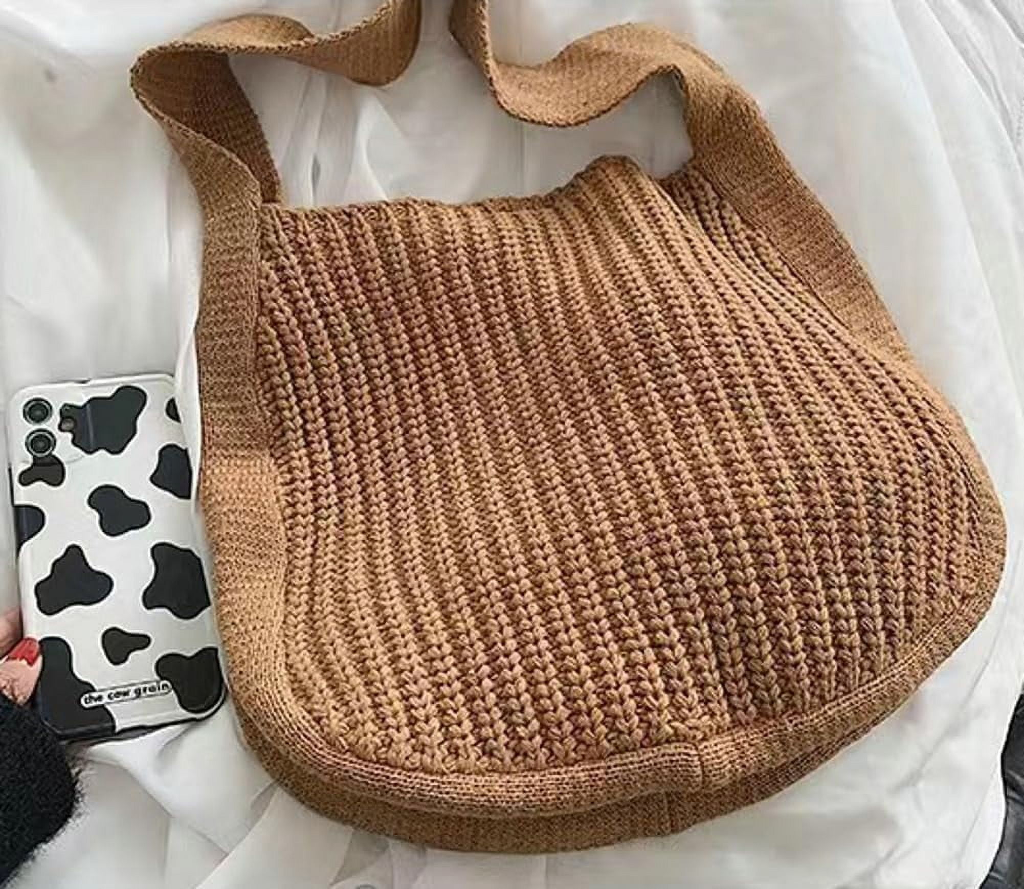 Kukuzhu Women's Hobo Bag Crocheted Shoulder Bag Large Knitted Handbags Tote Aesthetic Purse Top Handle Bag