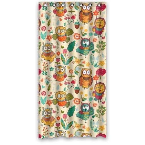 ARTJIA Cute Owl Shower Curtain Waterproof Polyester Fabric Bathroom