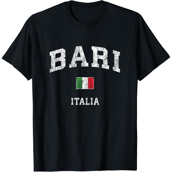 100% pure cotton for both men and womenBari Italy Vintage Italia Athletic Sports Design T-Shirt