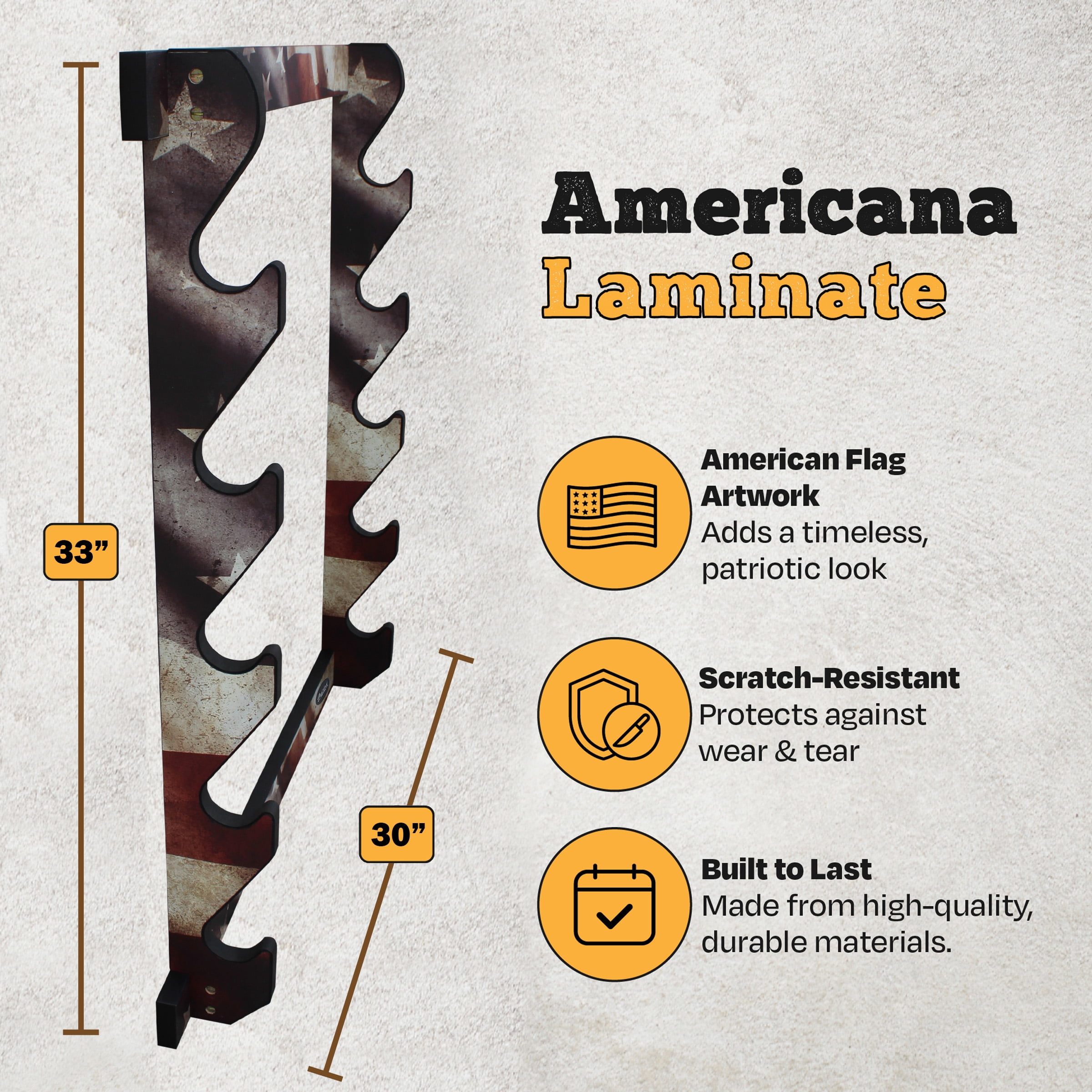 Rush Creek Creations 5-Gun Wall Rack Americana Secure Mount for Shotguns and Rifles