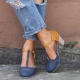 thumbnail image 6 of IUJSOY Block Chunky Heels T Strap Dress Shoes for Women Closed Toe Stacked Heeled Pumps Sandals, 6 of 7