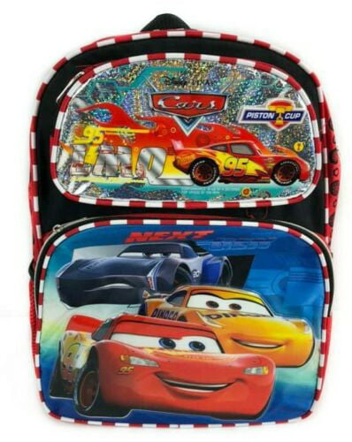 Disney Cars Lightening Mc Queen Black 16" Back to School Backpack Bag! 