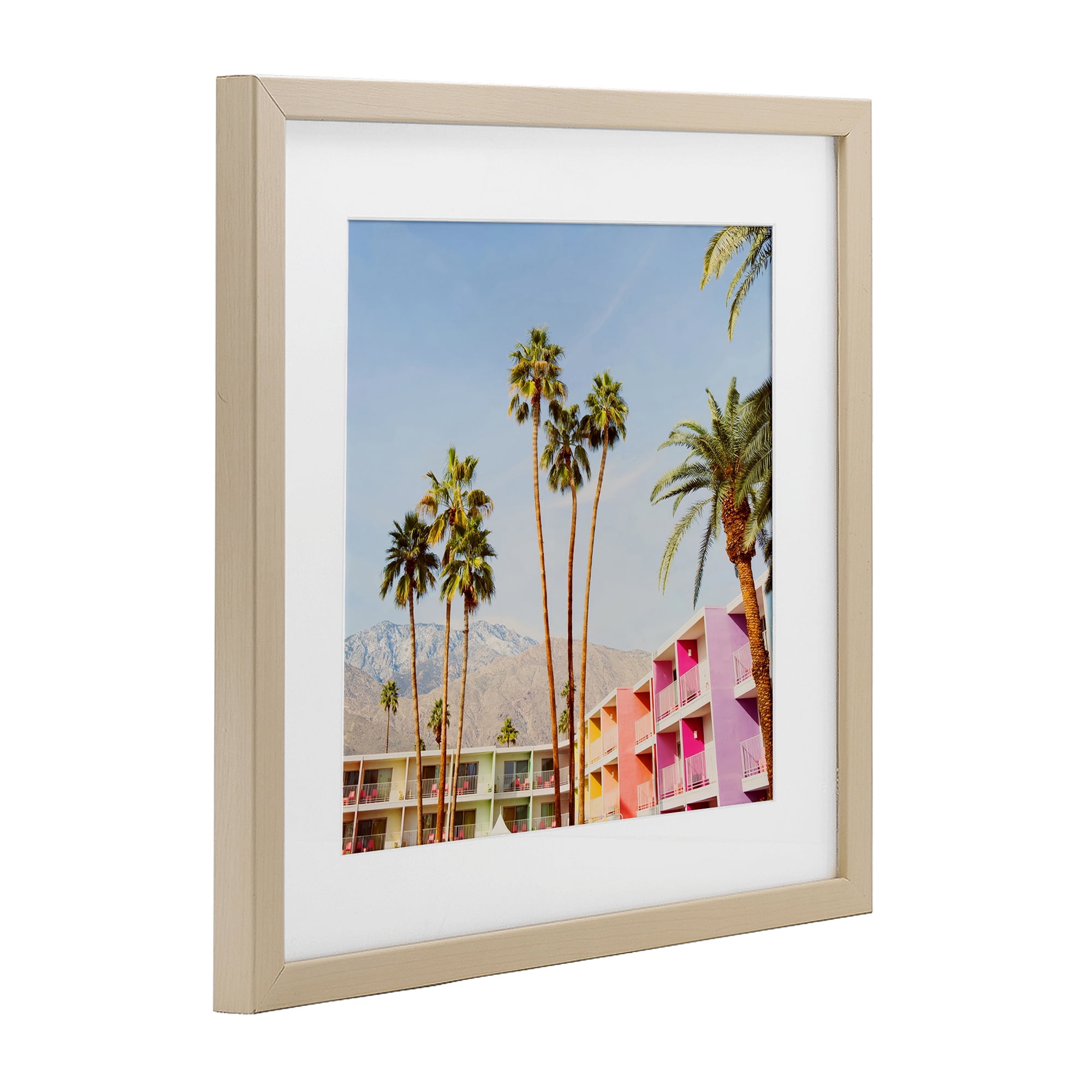 Looming Palms over Resort Birch Framed Print Under Glass, design by LISH Creative