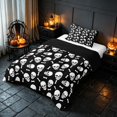 thumbnail image 2 of Homewish Happy Halloween Twin Comforter Sets, Gothic Skull Bone Bedding Set, Black White, Black Reversible, 2 Pieces 1 Comforter and 1 Pillowcase, 2 of 5