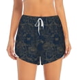 thumbnail image 2 of KLL Vintage Chrysanthemum Pattern Shorts Women,Athletic Shorts High Waisted Running Shorts Pocket Sporty Short Gym Elastic Workout Shorts-Small, 2 of 7