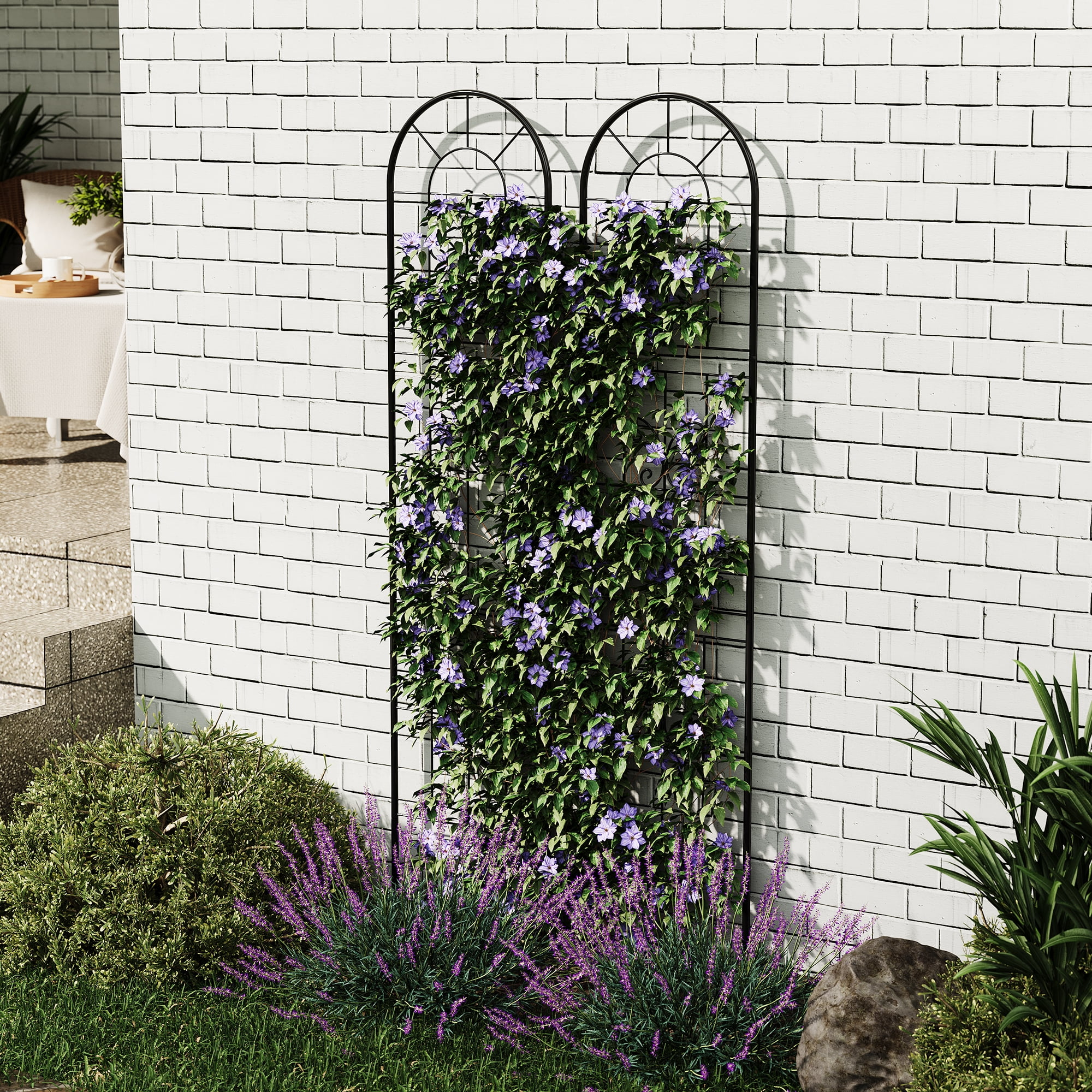 Ataucjin Metal Garden Trellis Panel, Heavy-Duty Decorative Outdoor Fence for Vines, Flowers & Vegetables, Plant Support for Patio & Yard