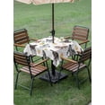 thumbnail image 4 of Outdoor Tablecloths with Umbrella Hole & Zipper, Spring Flowers 60x60 Inch Square Tablecloths, Black Brown White Horse Country Vintage Waterproof Table Cloth, Patio/Pool/Picnic Table Covers, 4 of 8