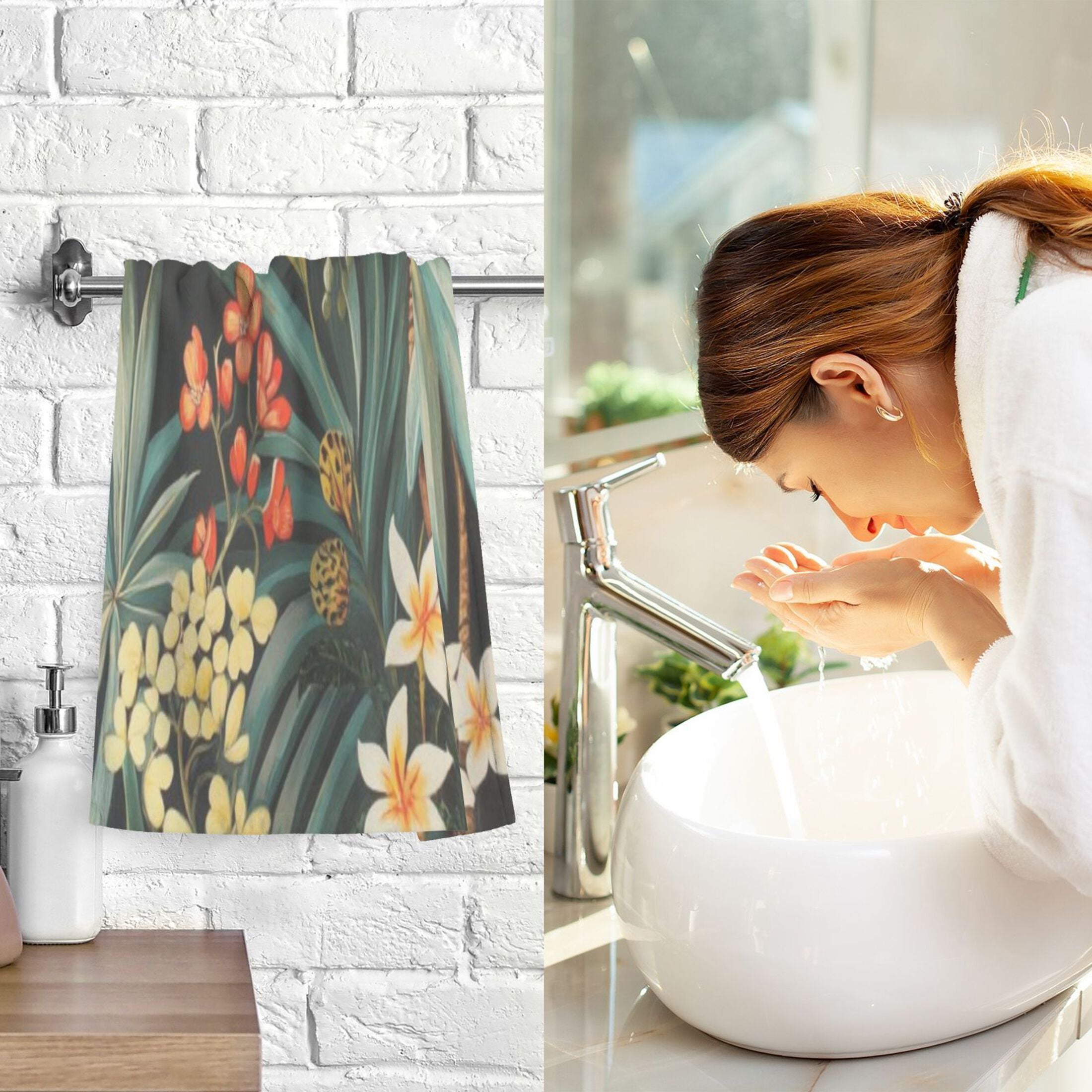Cotton Towel Two-Piece 16x28 Inch One Sizex2 Face Towel Set Towel Set Cotton Hand Bath Towel Bathroom Beach White Narcissus