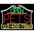 thumbnail image 1 of Everything Neon L100-6642 Pets Open with Phone Number Animated LED Sign 24'' Tall x 31'' Wide x 1'' Deep, 1 of 1