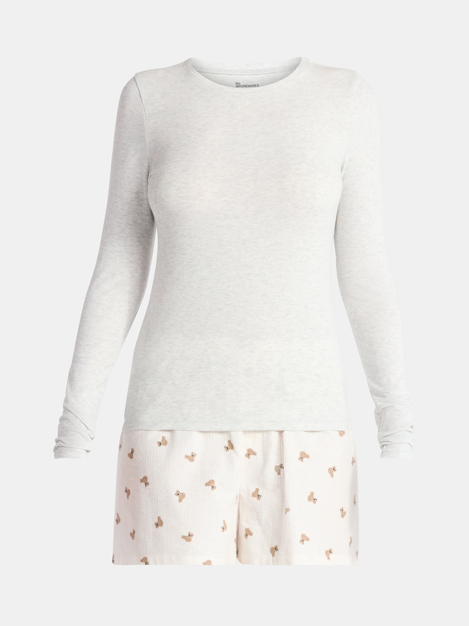 No Boundaries Crewneck Tee with Long Sleeves, Women's & Women's Plus XXS-4X