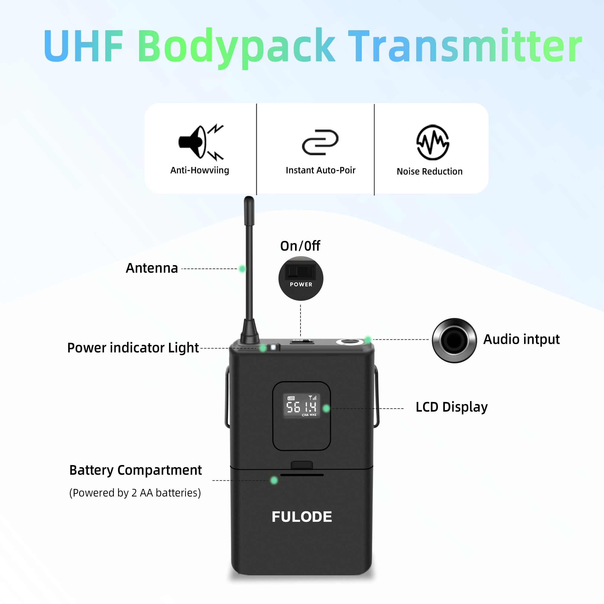 FULODE Wireless Lavalier Microphone System with Headset & Lapel Mics, 4 Channel UHF Cordless Microphone and Metal Receiver Set, 300ft Range for Singing, Church, Karaoke, Preaching, Wedding