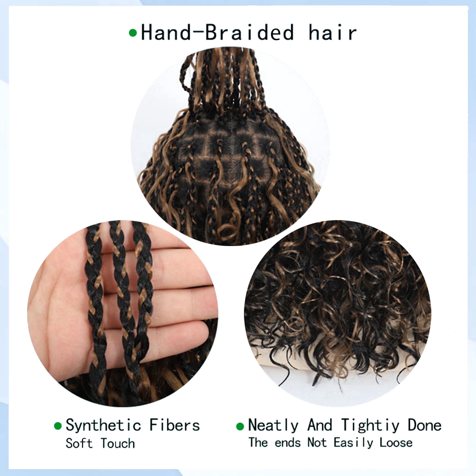 Short Boho Braided Wigs Suitable For Women With Curly Ends - Full Lace Blended Braid Wig with Bohemian Curly Ends Goddess Boho Box Braids Wig Suitable for everyday wear