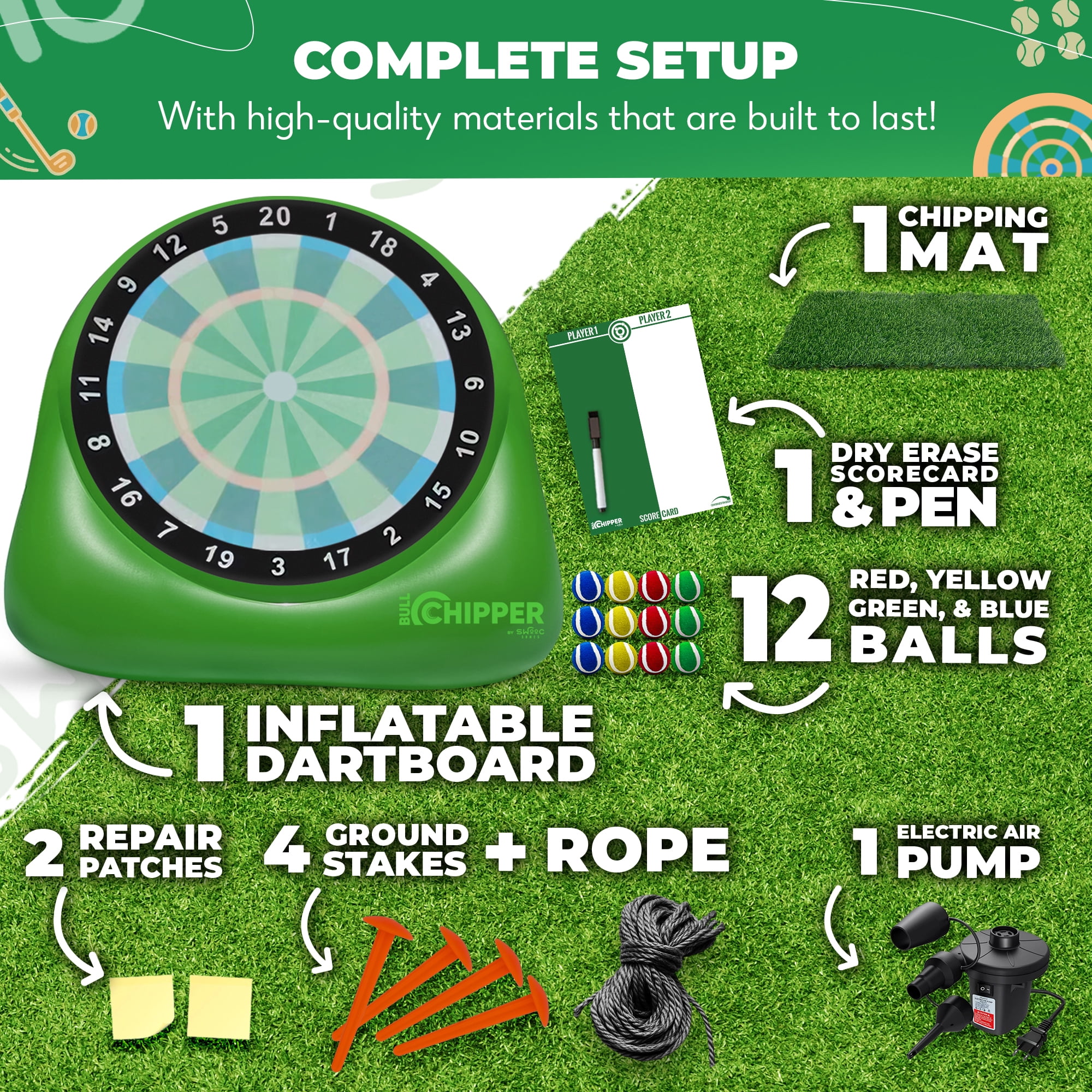 XL Bull Chipper™ | Giant Golf Darts w/ 10+ Golf Games and Air Pump
