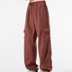 thumbnail image 5 of Amzcrzy Pantalones cargo informales para mujer: cintura elástica con cordón, bolsillos con solapa, estilo paracaídas/harem/jogging, holgados, cintura alta, tallas M-2XL. Rojo, 5 of 5