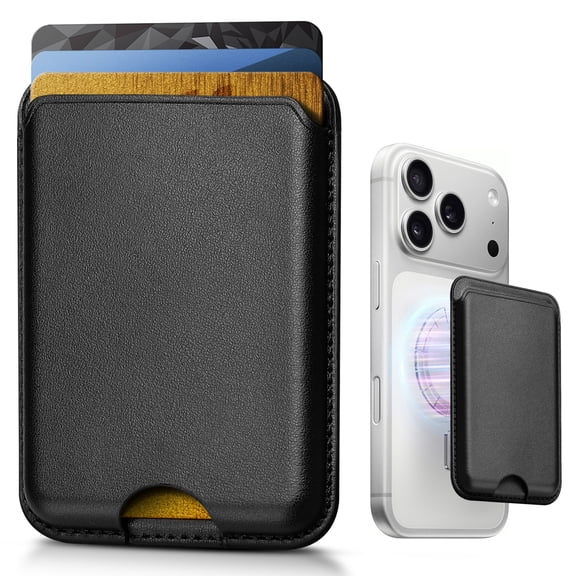 VIPQV Magnetic Phone Wallet, 3-Card Holder with RFID Blocking for iPhone 17/16/15/14/13/12,Black